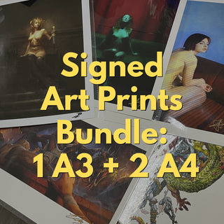 Signed art prints bundle - 1 A3 and 2 A4 prints